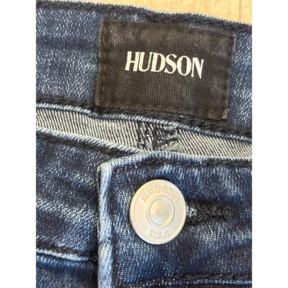 Hudson Camila Ankle Skinny Jeans Girls Dark‎ Wash Front Seam Split Raw Hem 14